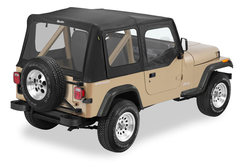 Bestop 88-95 Jeep Wrangler YJ Replace A-Top (Black Denim Clear Windows Door Skins Included)