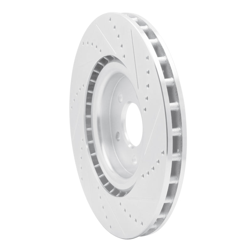 R1 07-14 Ford Mustang Front Left Drilled & Slotted Silver Brake Rotor