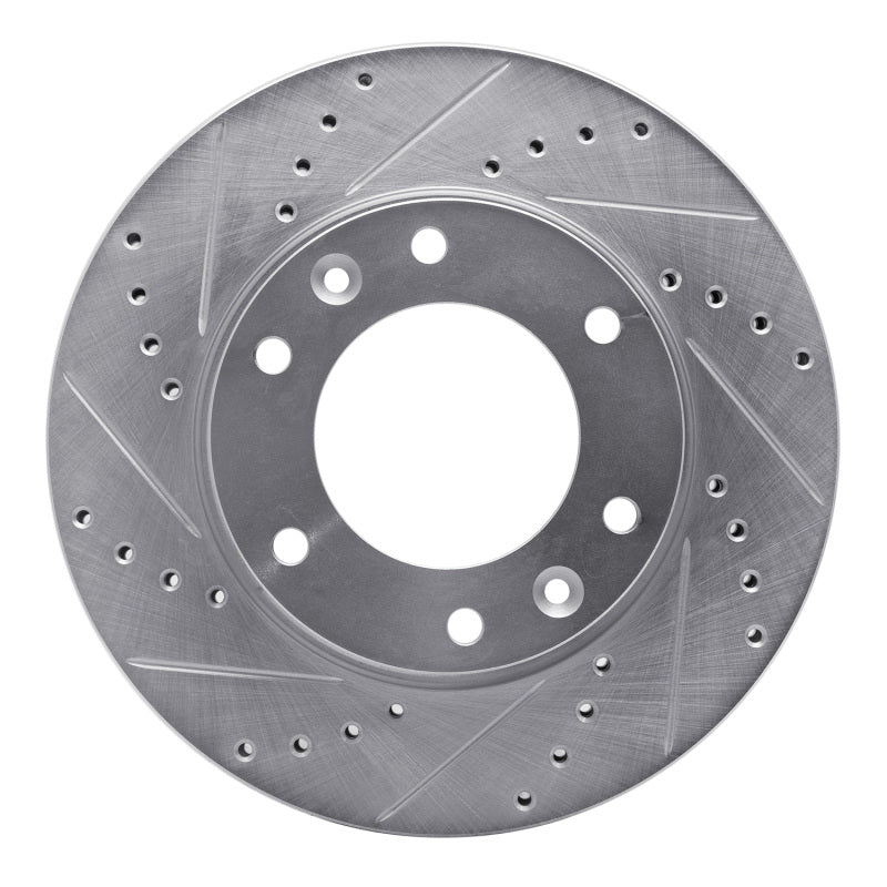 R1 06-14 Hyundai Entourage Front Left Drilled & Slotted Silver Brake Rotor