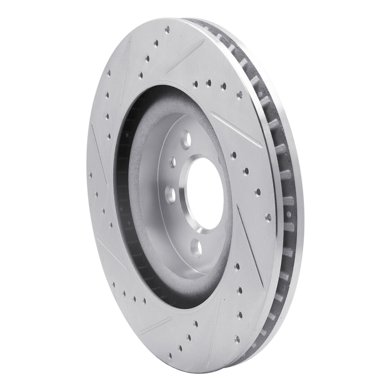R1 11-14 Ford Mustang Front Right Drilled & Slotted Silver Brake Rotor