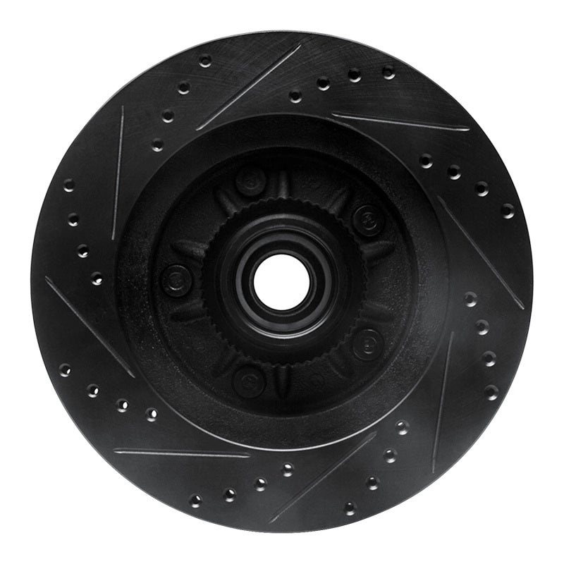 R1 00-04 Ford F-150 RWD Front Right Drilled & Slotted Black Brake Rotor