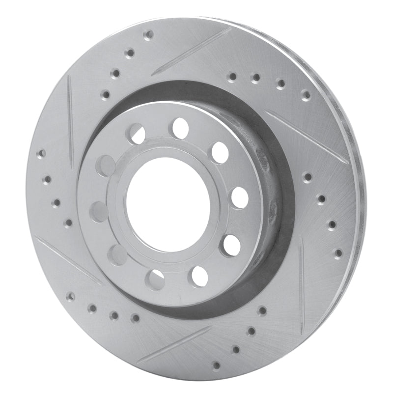 R1 04-05 Audi ALLROAD Rear Left Drilled & Slotted Silver Brake Rotor