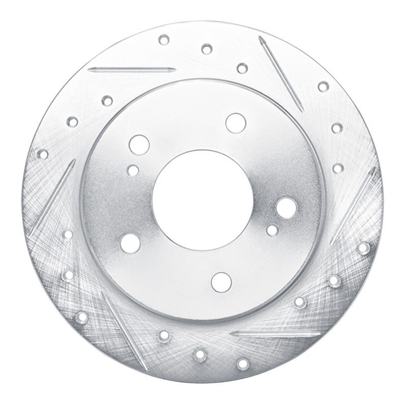 R1 94-98 Nissan 240SX Rear Right Drilled & Slotted Silver Brake Rotor