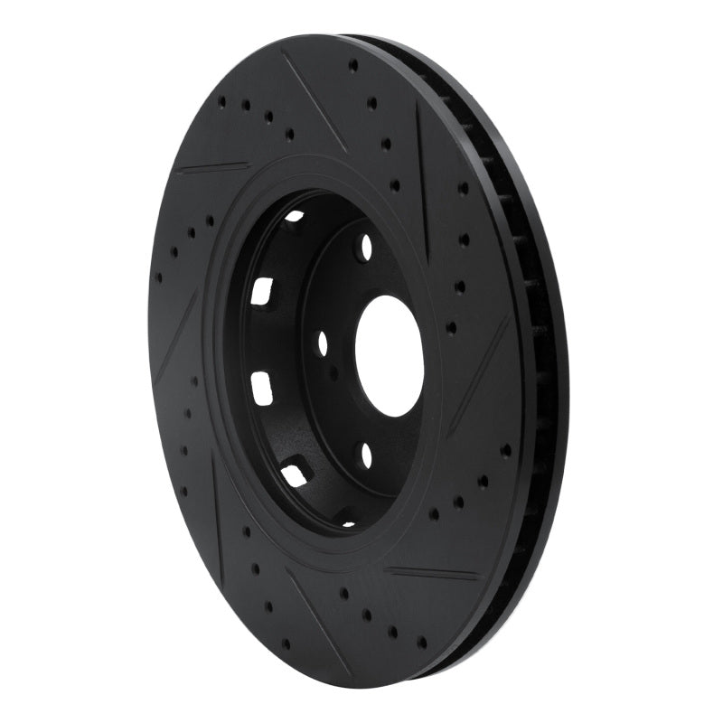 R1 09-15 Toyota Venza Front Left Drilled & Slotted Black Brake Rotor