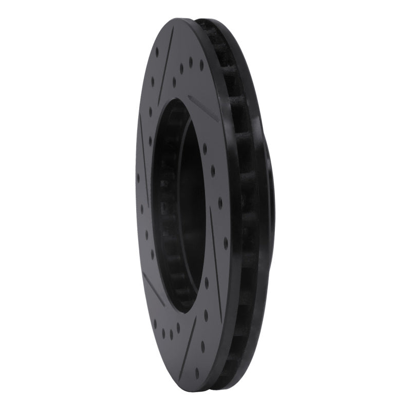 R1 87-91 Toyota Camry Front Right Drilled & Slotted Black Brake Rotor