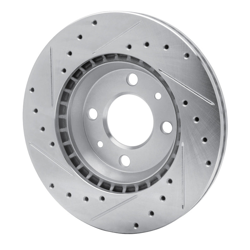 R1 87-93 Saab 900 Front Right Drilled & Slotted Silver Brake Rotor