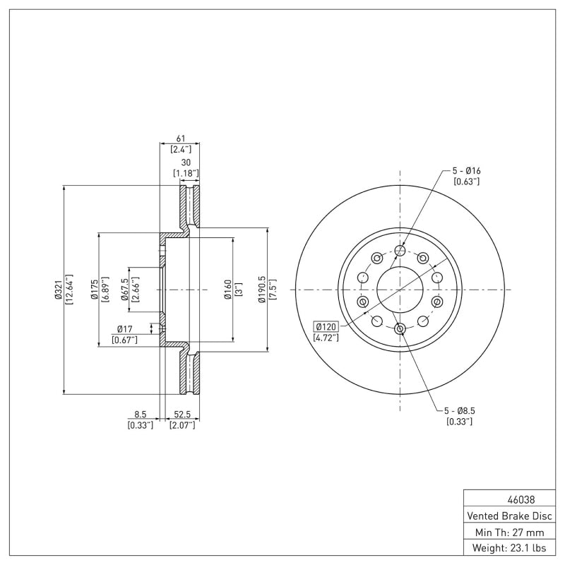 R1 14-20 Cadillac CTS Front Brake Rotor
