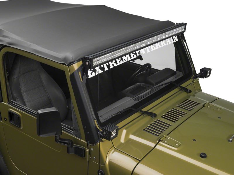 Raxiom 97-06 Jeep Wrangler TJ 50-In LED Light Bar Windshield Mount w/ Auxiliary Bracket