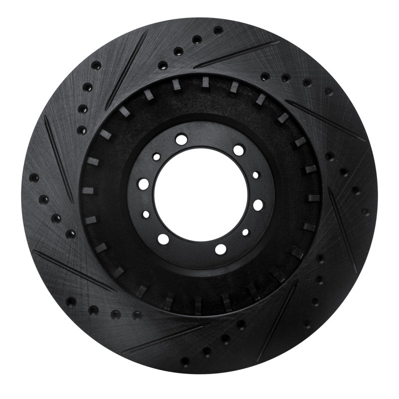 R1 98-04 Mitsubishi Montero Front Right Drilled & Slotted Black Brake Rotor