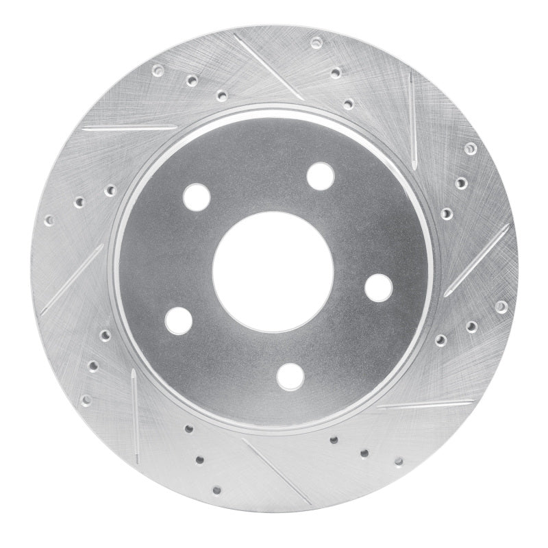R1 08-12 Jeep J8 Front Right Drilled & Slotted Silver Brake Rotor