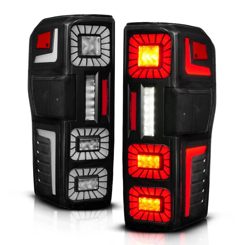 ANZO 23-26 Ford Super Duty LED Tail Light Seq Signal- Black Full- Pair