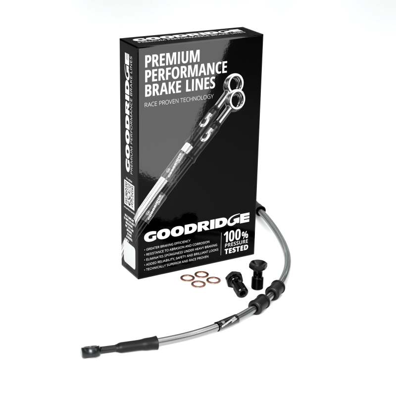 Goodridge 2008 HD FLHR/FLHRC (w/o ABS) +2in Clear Brake Line Kit w/Black Fittings