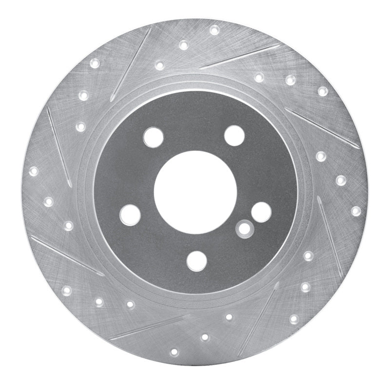 R1 08-15 Mercedes-Benz C300 Sedan Rear Left Drilled & Slotted Silver Brake Rotor