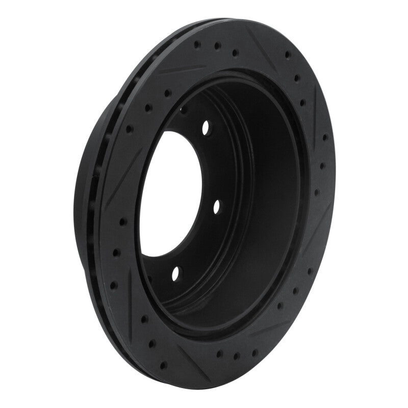 R1 88-95 Nissan Pathfinder Rear Right Drilled & Slotted Black Brake Rotor