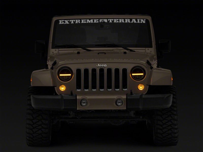 Raxiom 97-18 Jeep Wrangler TJ & JK Axial 7-In LED Headlights w/ DRL - Black Housing (Clear Lens)