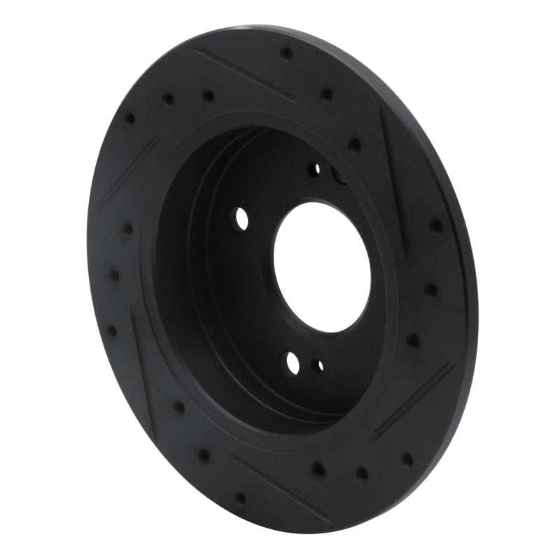 R1 82-88 Nissan 280ZX Rear Left Drilled & Slotted Black Brake Rotor
