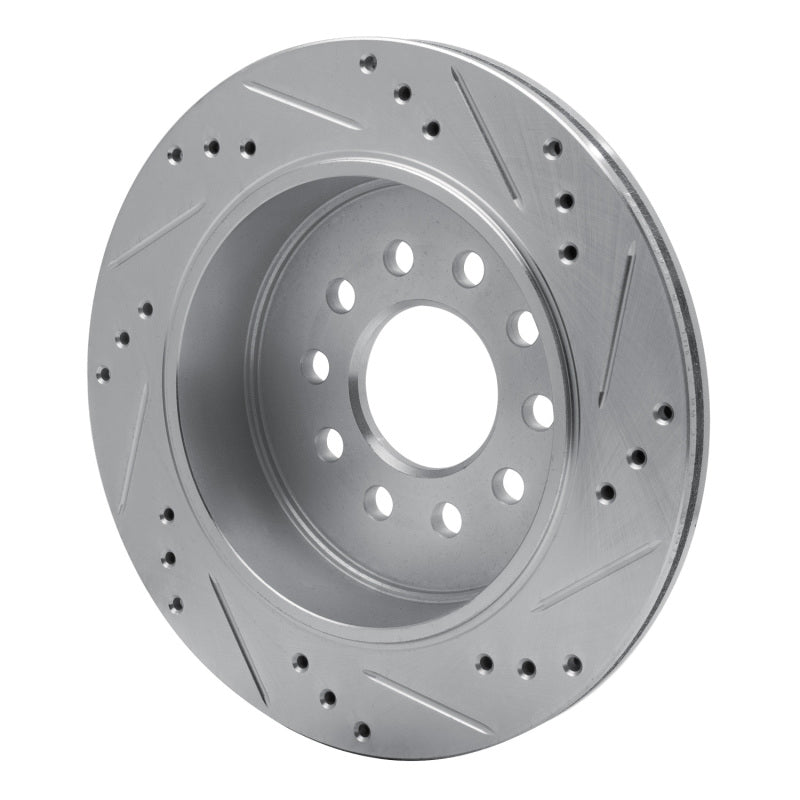 R1 03-11 Lincoln Town Car Rear Left Drilled & Slotted Silver Brake Rotor
