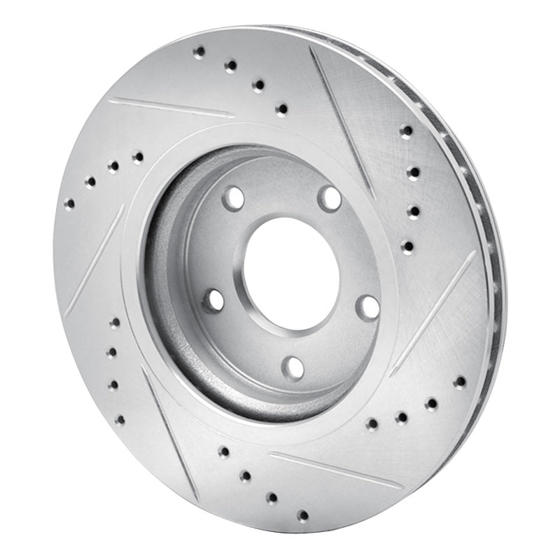 DFC 14-23 Nissan Rogue Sport Front Left Drilled & Slotted Silver Brake Rotor