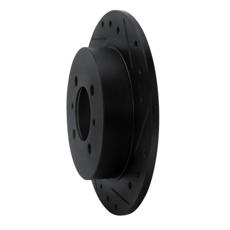R1 91-94 Nissan Sentra Rear Right Drilled & Slotted Black Brake Rotor