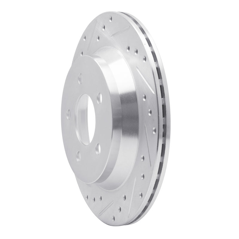 R1 94-04 Ford Mustang Rear Left Drilled & Slotted Silver Brake Rotor