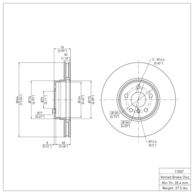 R1 03-05 Land Rover Range Rover Front Brake Rotor