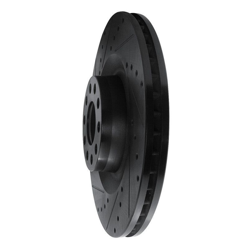 R1 01-03 Audi S8 Front Left Drilled & Slotted Black Brake Rotor