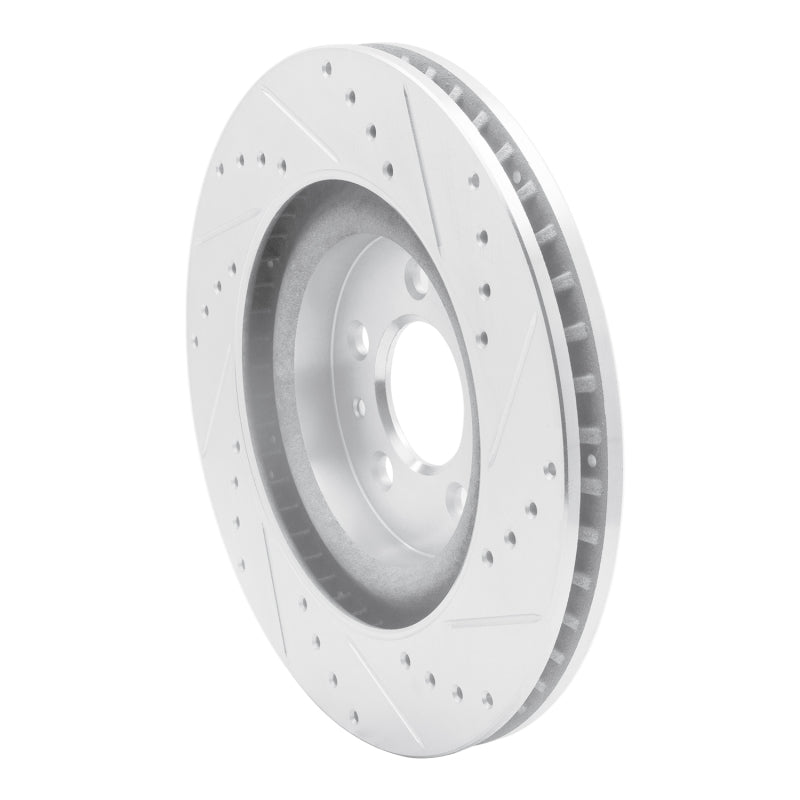 R1 11-14 Ford Mustang Front Left Drilled & Slotted Silver Brake Rotor