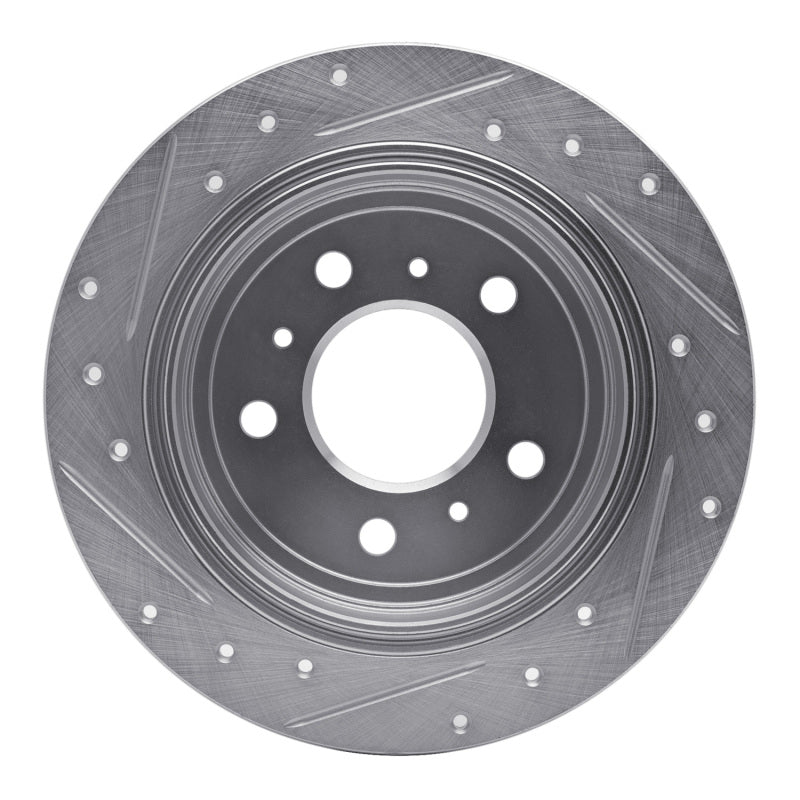 R1 06-10 Buick LaCrosse Rear Right Drilled & Slotted Silver Brake Rotor