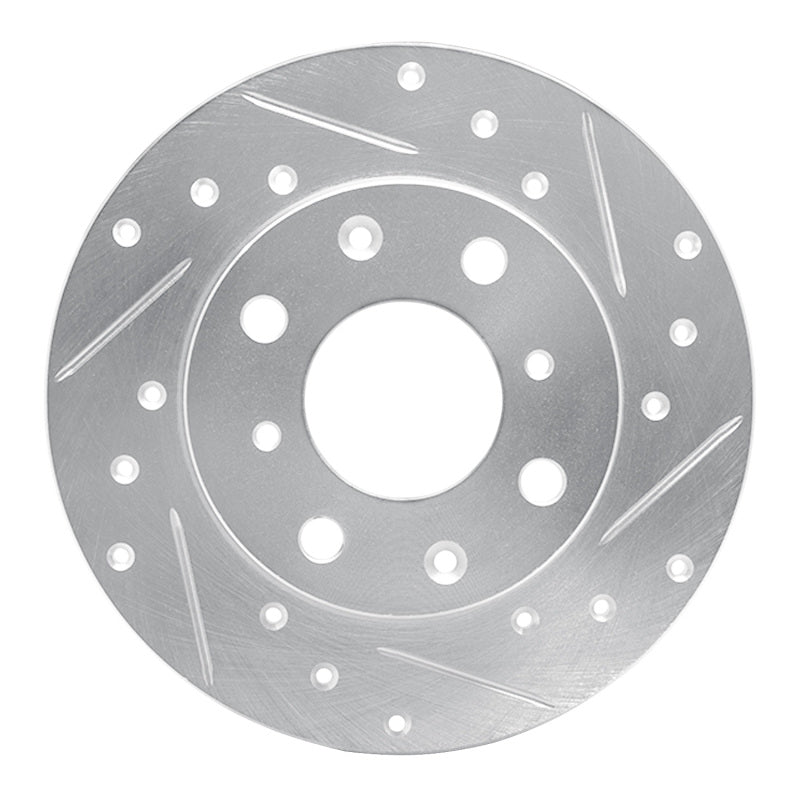 R1 79-83 Honda Civic Sedan Front Right Drilled & Slotted Silver Brake Rotor