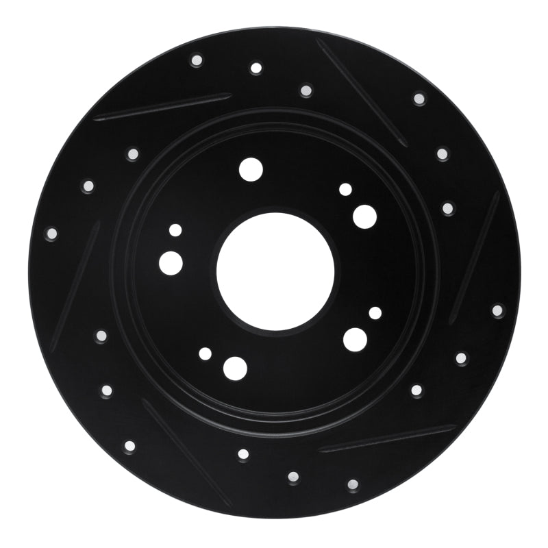 R1 97-15 Acura ILX Rear Left Drilled & Slotted Black Brake Rotor