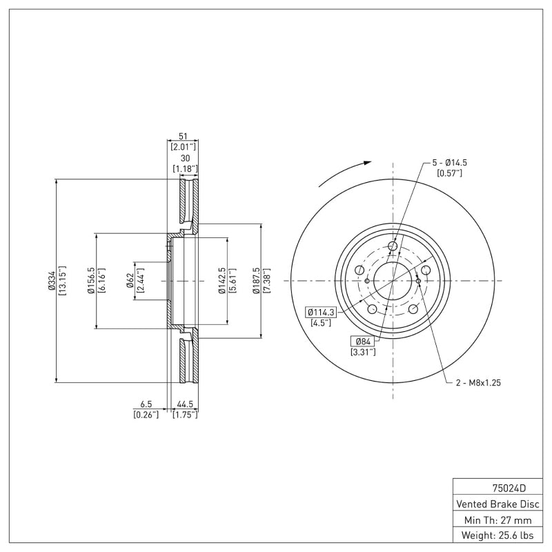 R1 07-11 Lexus GS350 Right Front Brake Rotor