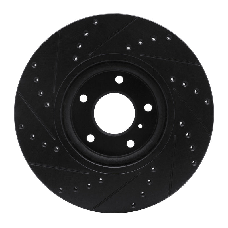 R1 03-23 Infiniti FX35 Front Right Drilled & Slotted Black Brake Rotor
