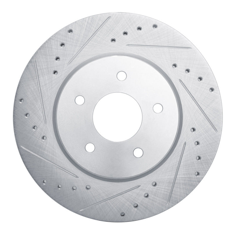 R1 19-24 Infiniti QX50 Rear Left Drilled & Slotted Silver Brake Rotor