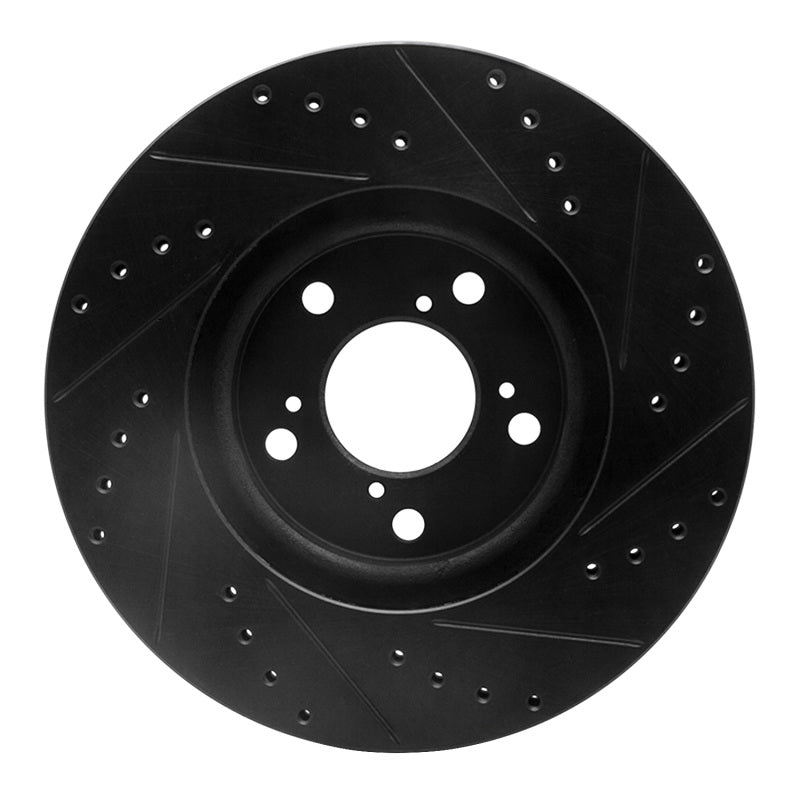 R1 06-14 Honda Ridgeline Front Left Drilled & Slotted Black Brake Rotor