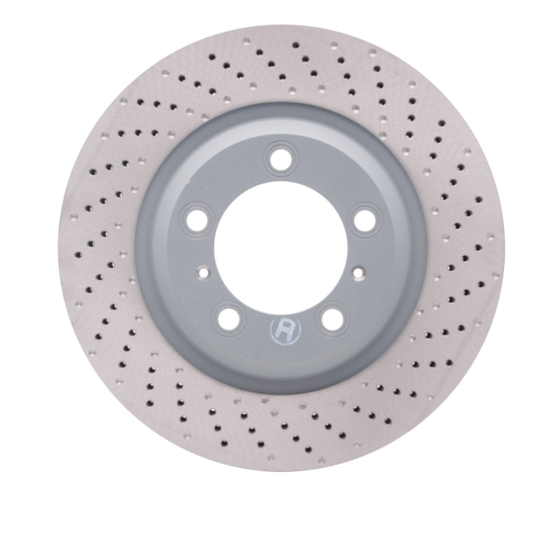 R1 12-16 Porsche Boxster Right Front Drilled Carbon Alloy GeoMET Rotor