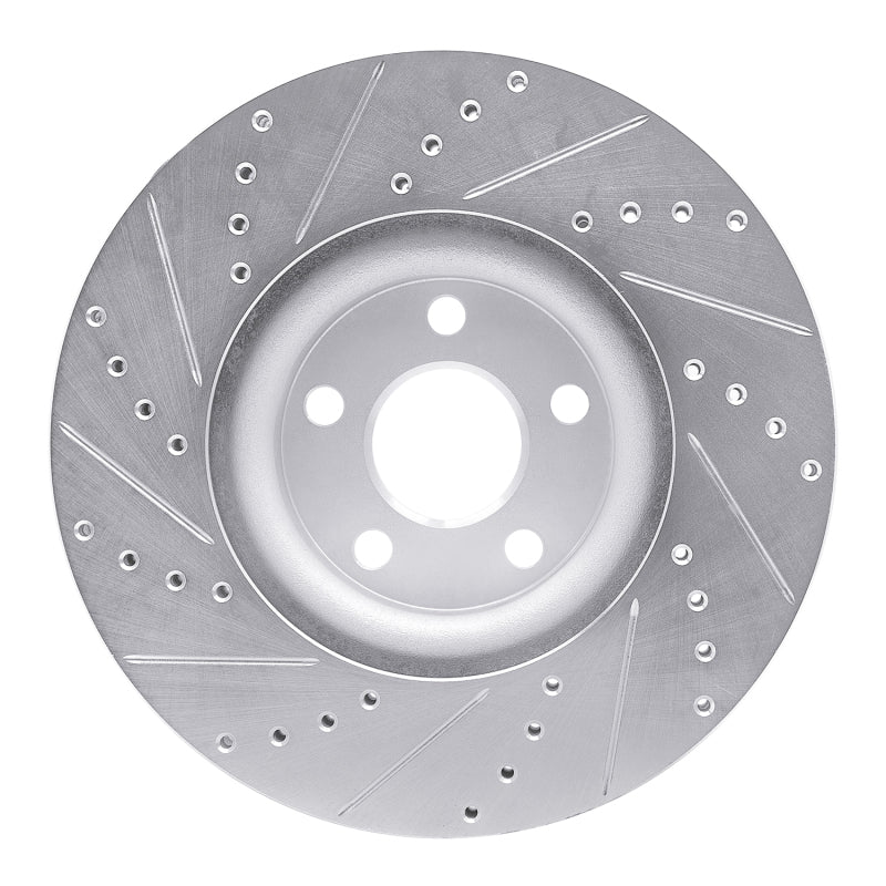 R1 17-20 Lincoln MKZ Front Right Drilled & Slotted Silver Brake Rotor