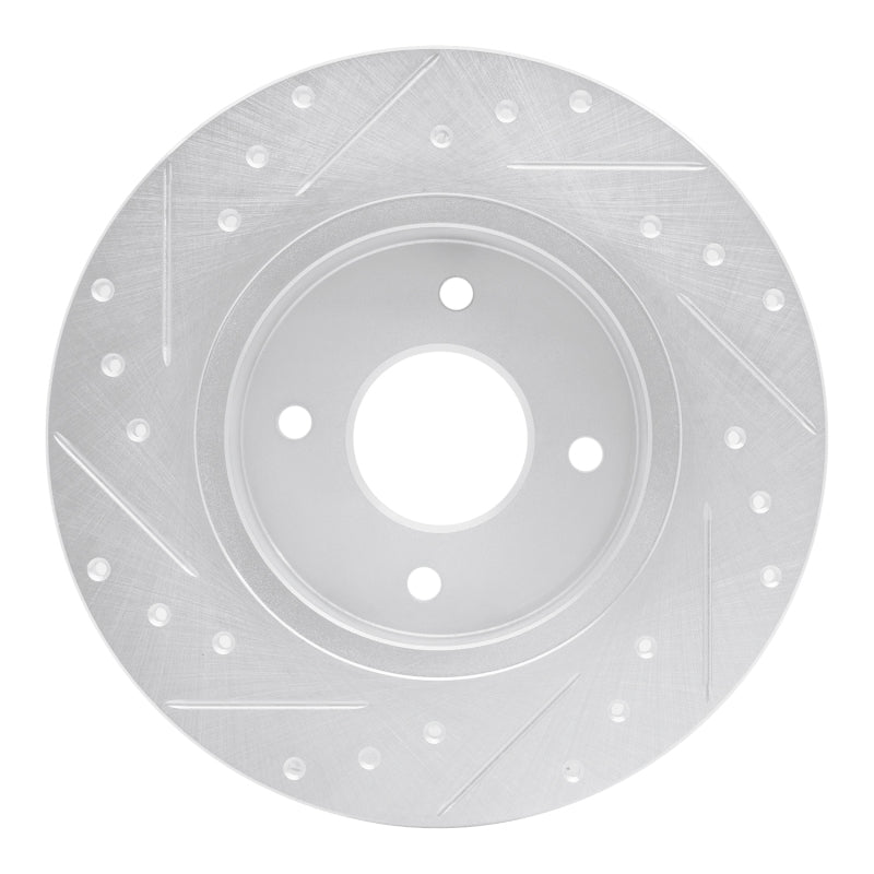 R1 84-85 Nissan 300ZX Rear Right Drilled & Slotted Silver Brake Rotor