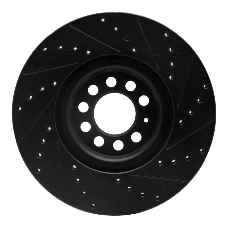 R1 00-06 Audi TT Quattro Front Left Drilled & Slotted Black Brake Rotor