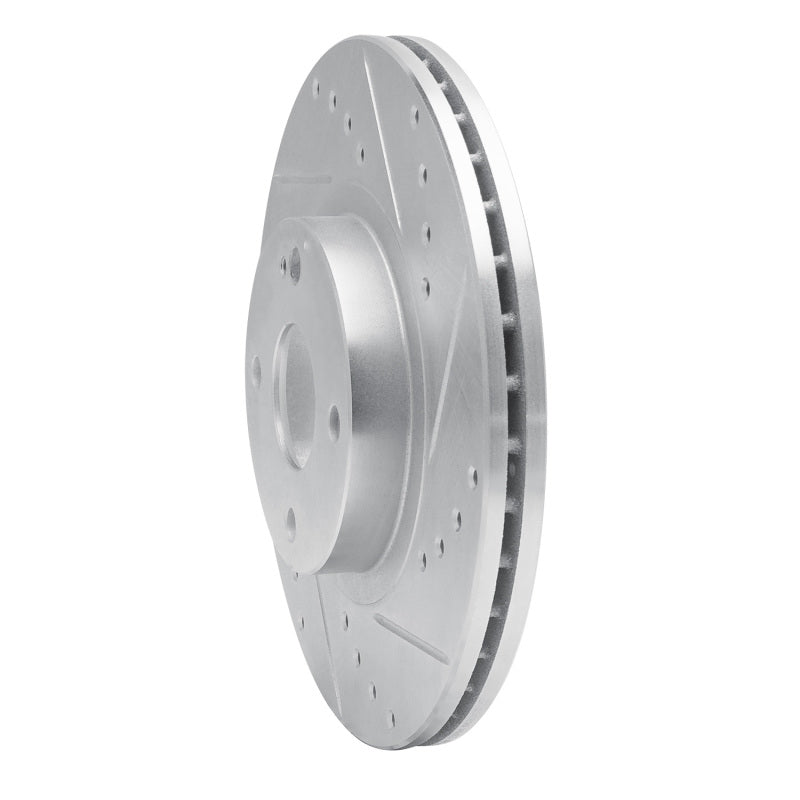 R1 01-05 Mazda Miata Front Right Drilled & Slotted Silver Brake Rotor