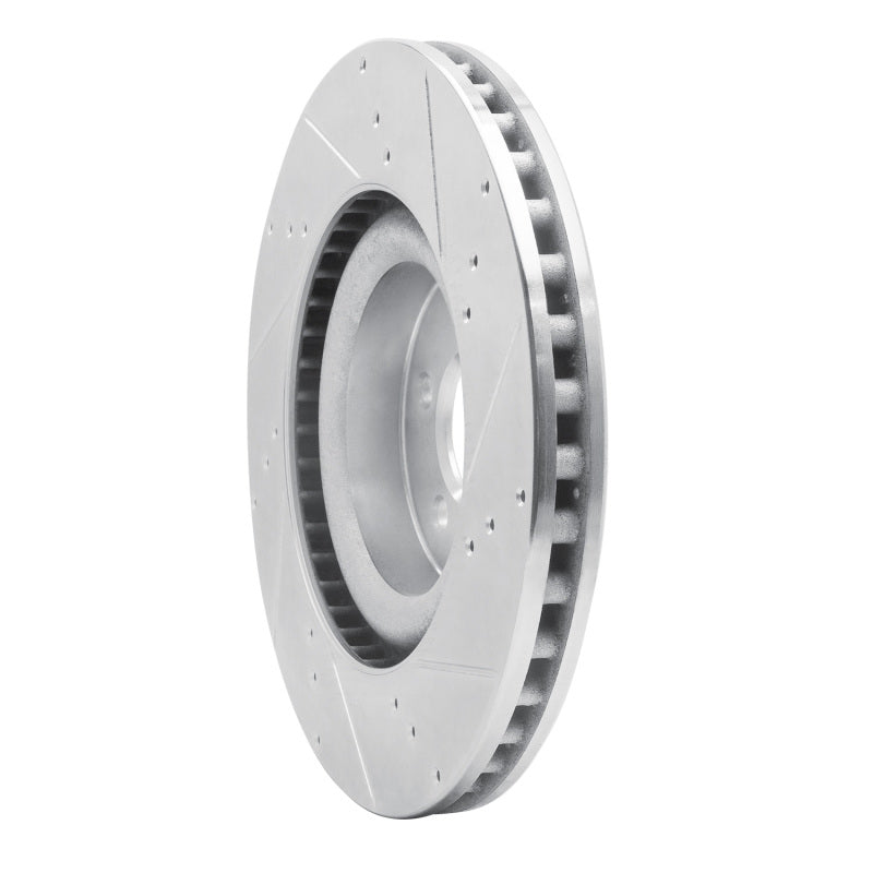 R1 15-23 Ford Mustang Front Left Drilled & Slotted Silver Brake Rotor