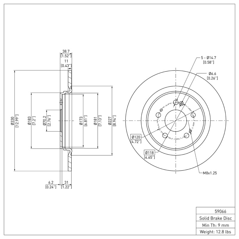 R1 18-25 Honda Odyssey Rear Brake Rotor