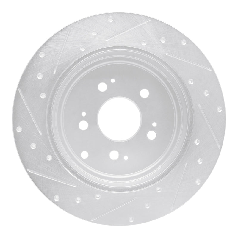 R1 06-14 Honda Ridgeline Rear Right Drilled & Slotted Silver Brake Rotor