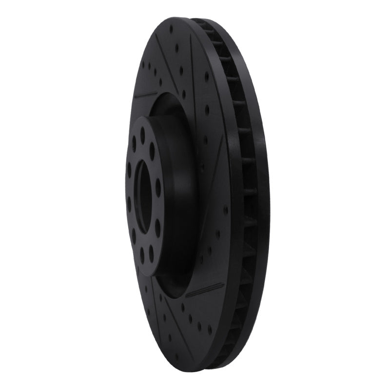 R1 99-04 Audi S6 Front Right Drilled & Slotted Black Brake Rotor