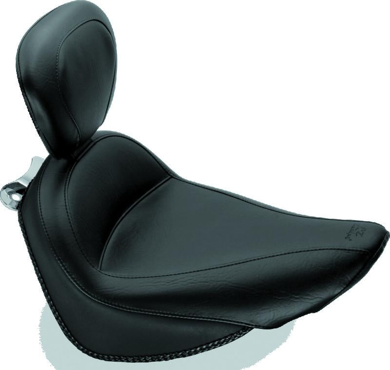 Mustang 00-15 Harley Softail Standard Rear Tire Standard Touring Solo Seat w/Driver Backrest - Black