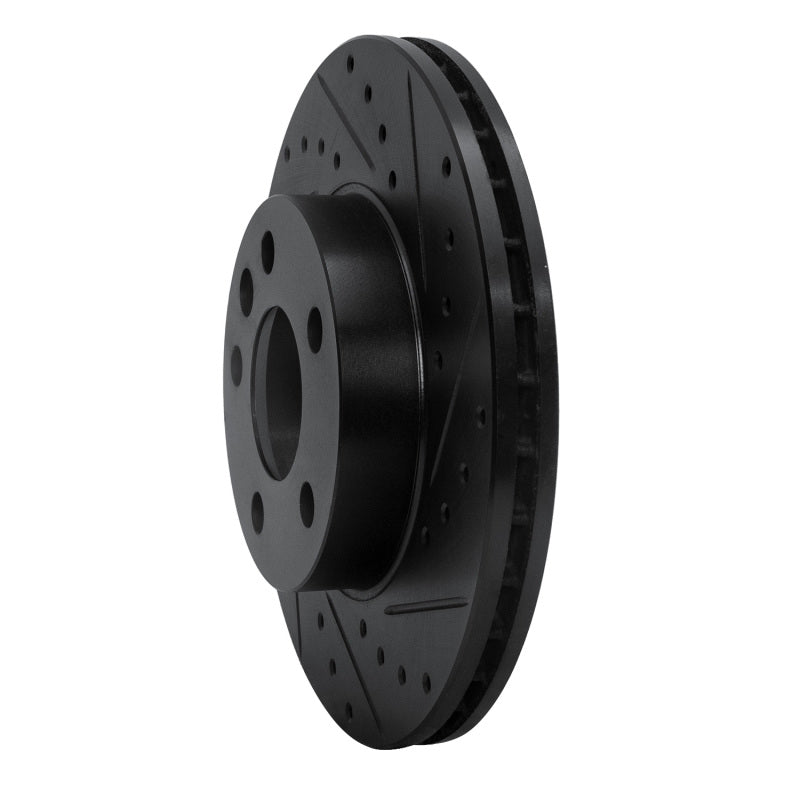 R1 96-00 Volkswagen EuroVan Front Right Drilled & Slotted Black Brake Rotor