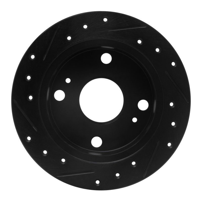 R1 85-87 Toyota Corolla (US/Canada) Rear Right Drilled & Slotted Black Brake Rotor