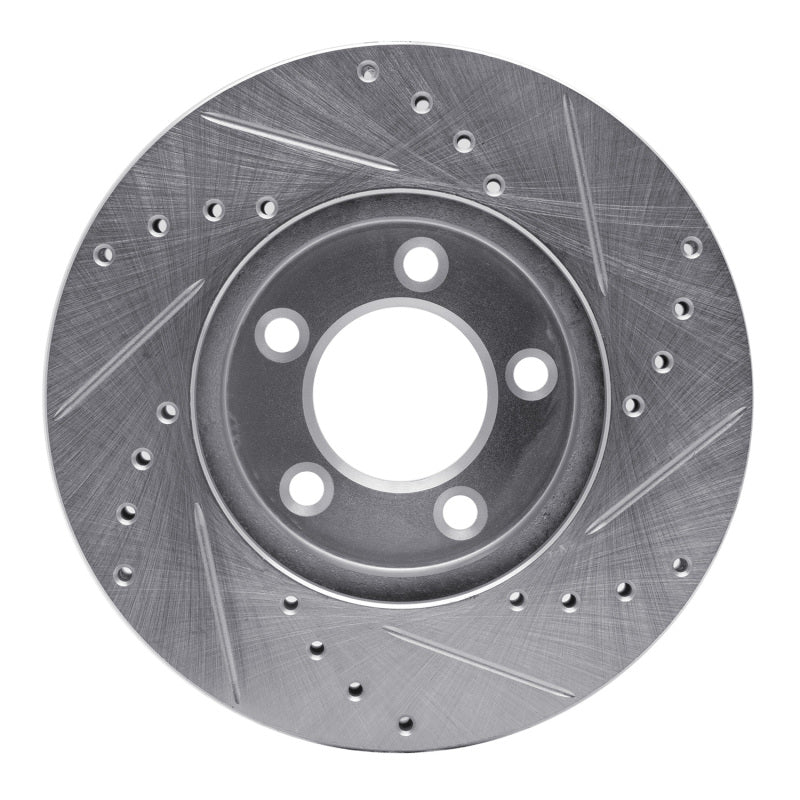 R1 91-00 Ford Taurus (Excl SHO) Front Left Drilled & Slotted Silver Brake Rotor