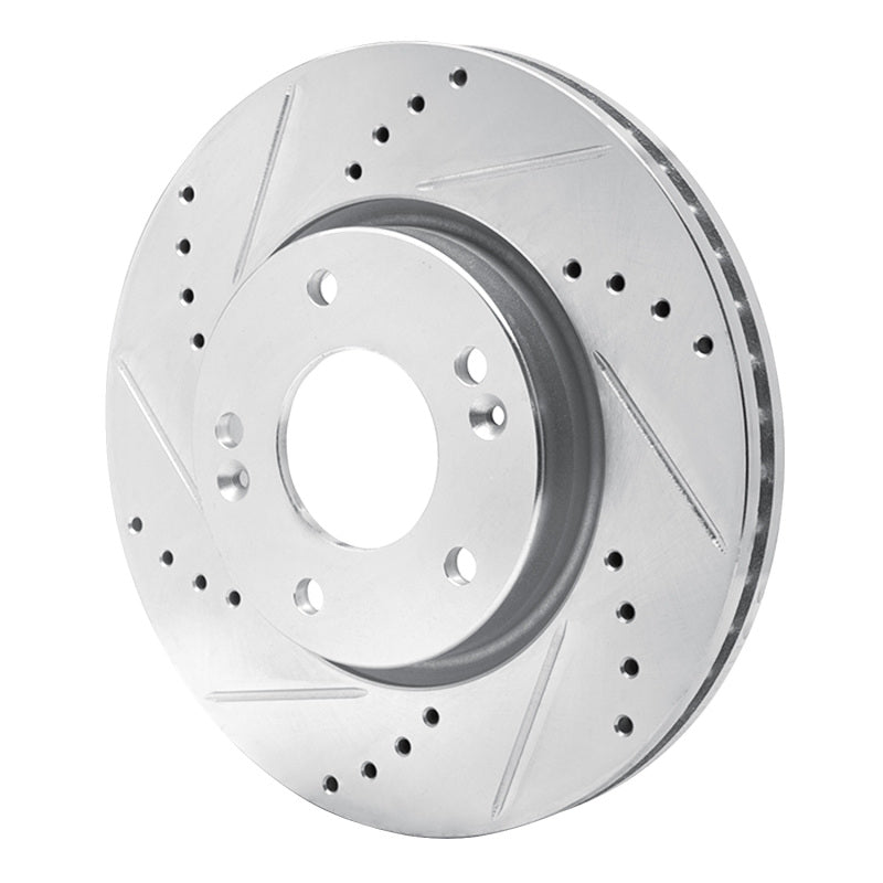 R1 03-13 Hyundai Sonata Front Left Drilled & Slotted Silver Brake Rotor