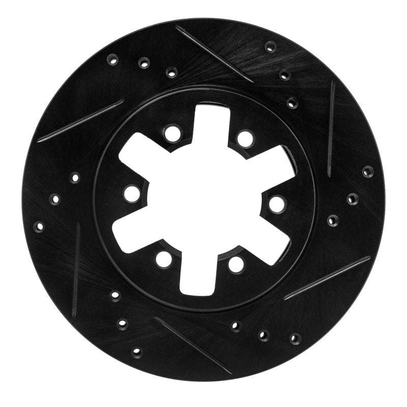 R1 85-12 Nissan D21 Pickup RWD (4 Cyl Excl HD) Front Right Drilled & Slotted Black Brake Rotor