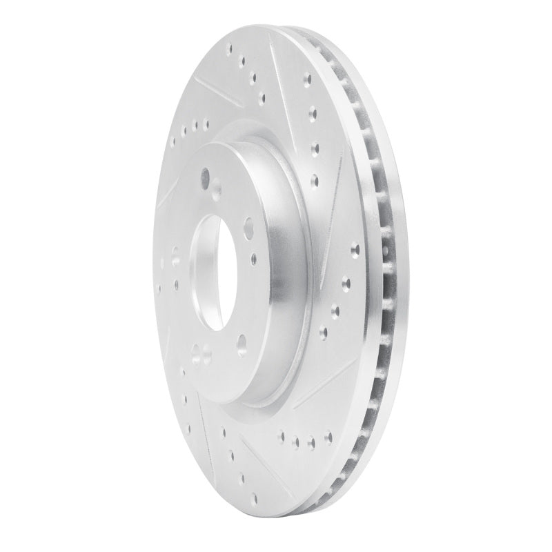 R1 04-12 Mitsubishi Eclipse Front Right Drilled & Slotted Silver Brake Rotor